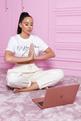 Cream Cuffed Joggers - Lizzie