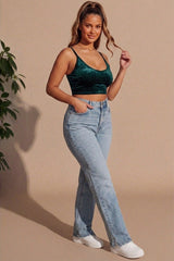 Emerald Velvet Strappy Bustier Cami Top - Neralia
