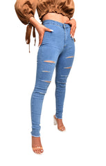 Blue Mid Distressed High Waisted Skinny Jeans – Brooke