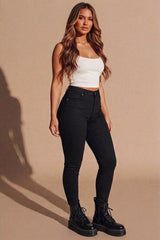 Black High Waist Skinny Stretch Jeans - Vivara