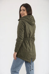 Khaki Lightweight Showerproof Hooded Mac Jacket - Vera