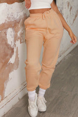 Peach Cuffed Joggers - Lizzie