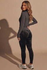 Dark Grey High Neck Fitted Zip Up Lightweight Jacket - Sovanna