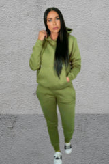 Khaki Hoodie Cuffed Joggers Loungewear Set - Bellamy