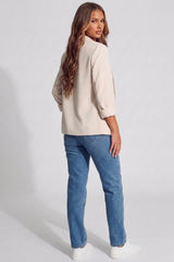 Beige Tailored Open Front Blazer- Roman