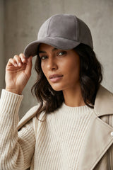 Grey Suede Look Baseball Cap  - Folly