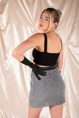 Silver Glitter Mini Skirt – Aria