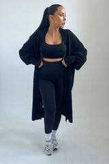 Black Knitted Long Sleeve Midi Cardigan - Georgia