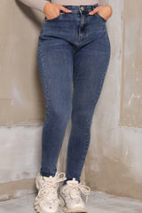 Blue Mid Wash High Waisted Skinny Jeans - Tabatha