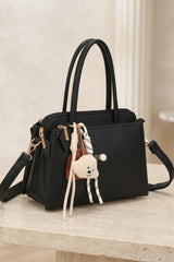 Black Structured Design With Strap & Charm - Pinco