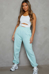Mint Oversized High Waisted Shirred Drawstring Pocket Detail Cuffed Joggers - Samira