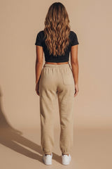 Beige Sheared Hem Joggers - Wynter
