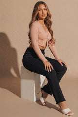 Black High Waisted Straight Leg Jeans- Polly