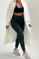 Cream Knitted Long Sleeve Pocket Detail Ribbed Cardigan - Leanne