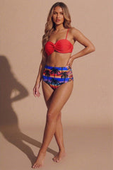 Red Twist Front Bikini Top & Bikini Bottoms Set - Rayn