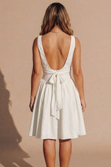 Cream Square Neck Sleeveless Skater Midi Dress – Cino