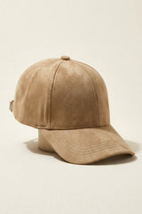 Beige Suede Look Baseball Cap  - Folly