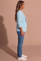Sky Blue Tailored Open Front Blazer-Roman