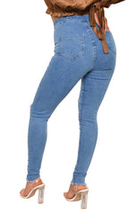 Blue Mid Distressed High Waisted Skinny Jeans – Brooke