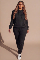 Black Hoodie Cuffed Joggers Loungewear Set - Bellamy
