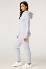 Grey Zip Front Hooded Onesie- Jesrey