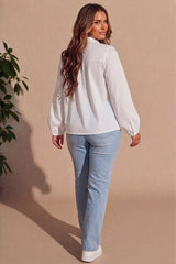 White Broderie Anglaise Scallop Hem Top - Briyan