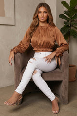 White Mid Distressed High Waisted Skinny Jeans – Brooke