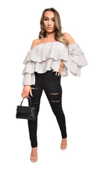 Black Mid Distressed High Waisted Skinny Jeans – Brooke