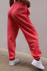 Coral Oversized High Waisted Shirred Drawstring Pocket Detail Cuffed Joggers - Samira