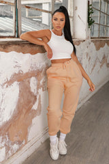 Peach Cuffed Joggers - Lizzie