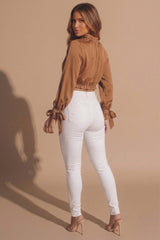 White Mid Distressed High Waisted Skinny Jeans – Brooke