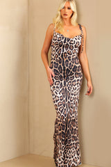 Leopard Print Drape Maxi Dress  - Athena