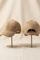 Beige Suede Look Baseball Cap  - Folly