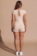 Stone Keyhole Back Cap Sleeve Playsuit - Della