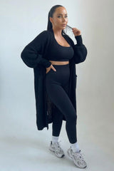 Black Knitted Long Sleeve Midi Cardigan - Georgia