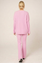 Pink Ribbed Long Sleeve Logo Lounge Set – Monroe