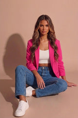 Hot Pink Tailored Open Front Blazer-Roman