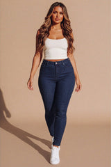 Dark Blue High Waist Skinny Stretch Jeans - Vivara