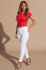 White Light Grey Distressed High Waisted Skinny Jeans - Aria