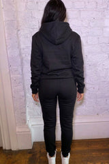 Black Hoodie Cuffed Joggers Loungewear Set - Bellamy