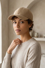 Beige Suede Look Baseball Cap  - Folly