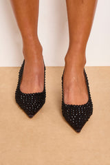 Black Diamond Embellished Slingback Heels - Carmen