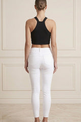 White Distressed Ripped Skinny Jeans- Ytara