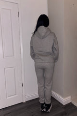 Grey Marl Oversized Hoodie & High Waisted Seam Front Cuffed Joggers Loungewear Set - Martha