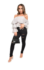 Black Mid Distressed High Waisted Skinny Jeans – Brooke