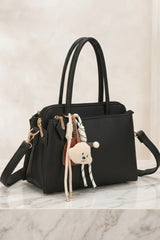Black Structured Design With Strap & Charm - Pinco
