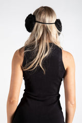 Black Faux Fur Fluffy Winter Earmuffs- Simkon
