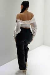 Ivory Off The Shoulder Long Sleeve Top - Alena