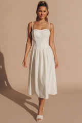 Cream Corset Detail Strappy Midaxi Dress - Rosa