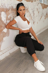 Black Cuffed Joggers - Lizzie